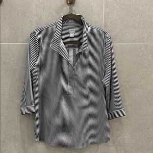 Chico's Black and White Striped Button Down Shirt